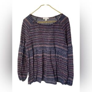 Jean Paul Richard Colorful Striped Stretch Smocked Spring Sweater Women’s Large